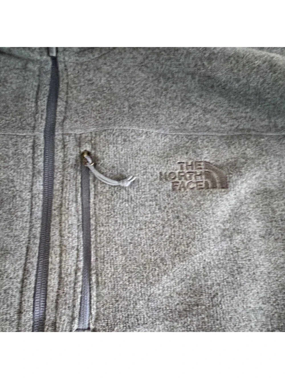 The North Face Men’s Gray Solid Full Zip Logo Stand-Up Short Fleece Jacket XL
